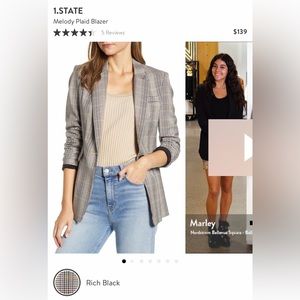 1.State Melody Plaid Blazer